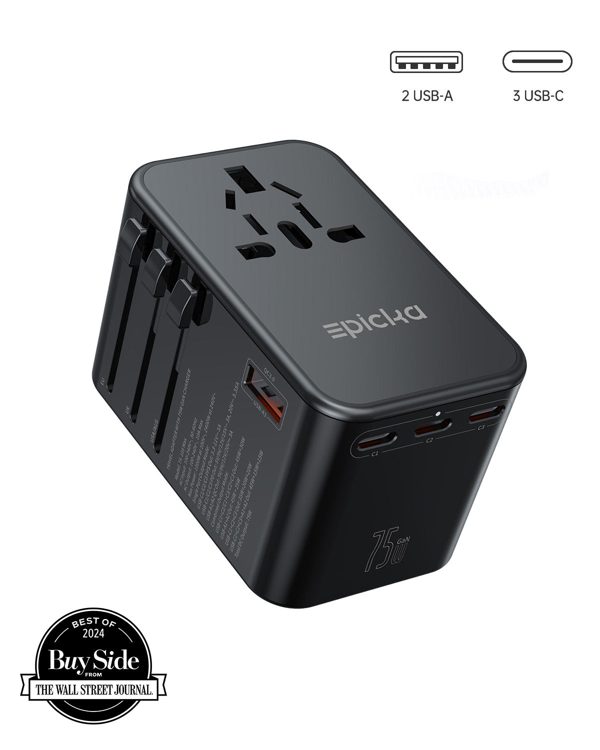 TA-105 Max Universal Travel Adapter GaN 75W Fast Charging